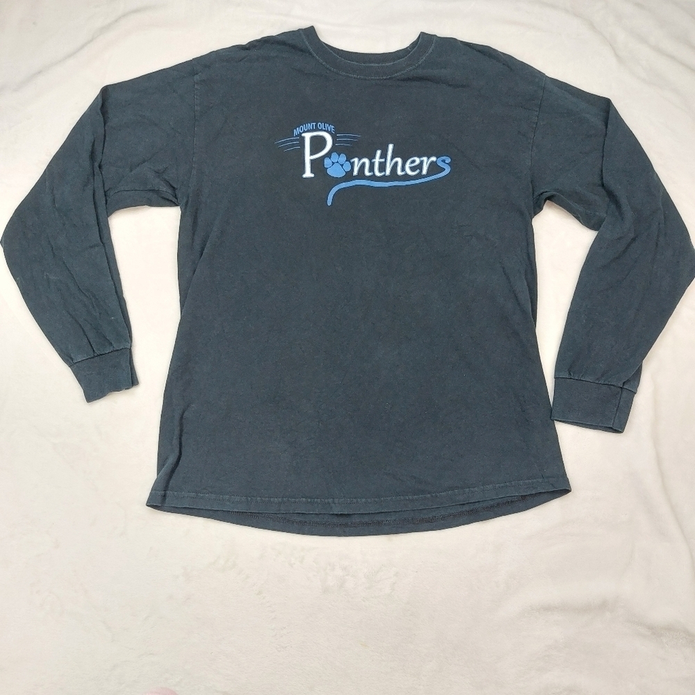 MOUNT OLIVE PANTHERS GILDAN WOMEN'S BLACK LONG SLEEVE CREW NECK T-SHIRT SIZE L